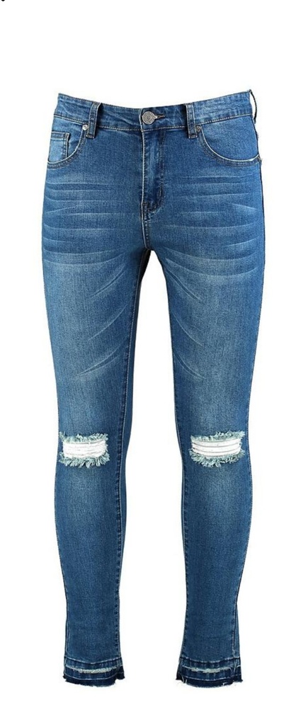 boohooMAN super skinny raw edge distressed jeans